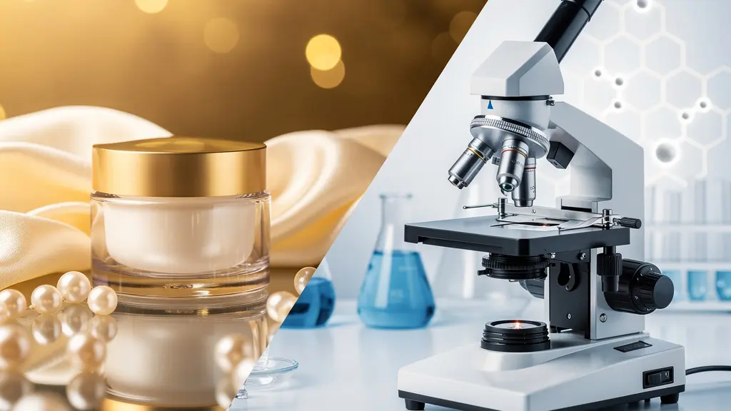 Luxuriöse Anti-Aging-Creme im Labor mit wissenschaftlicher Untersuchung