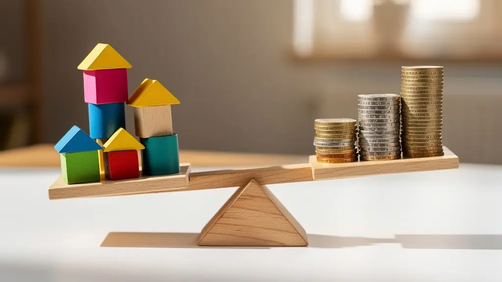 Abstrakte Darstellung der Balance zwischen Betreuungskosten und Arbeitszeit