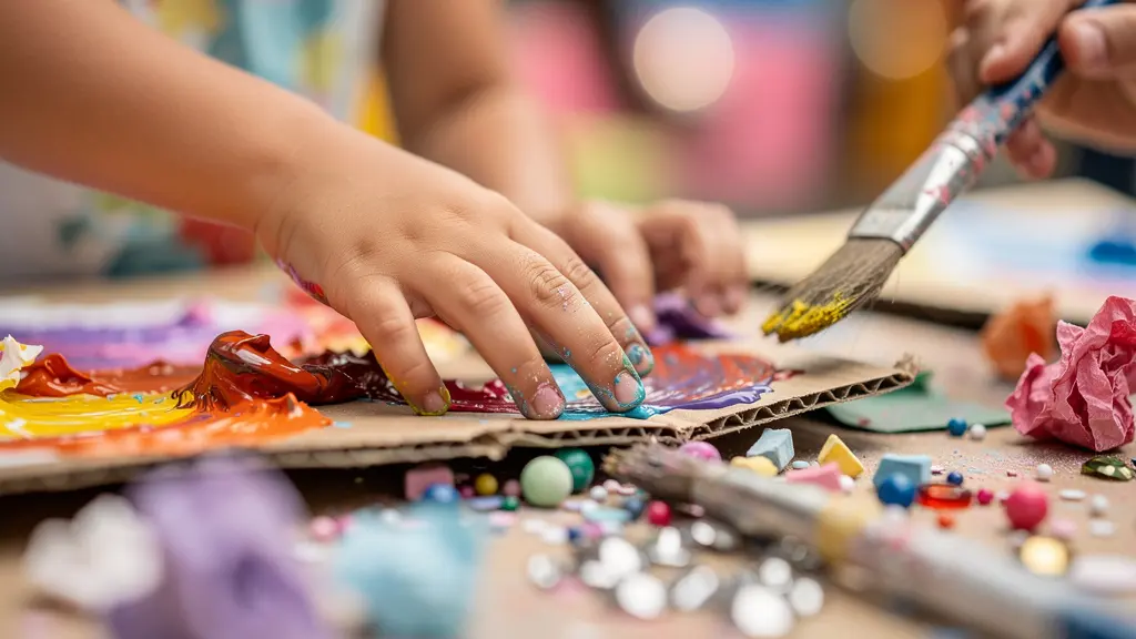 Kinder beim kreativen Workshop auf einem Schweizer Festival