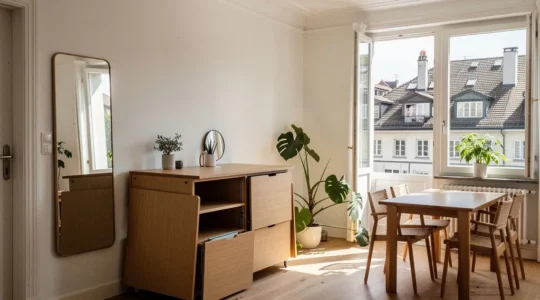 Moderne Zürcher Wohnung mit platzsparender Einrichtung und natürlichem Licht