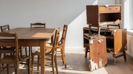 Vergleich zwischen massivem Eichentisch und Furniermöbeln über 20 Jahre