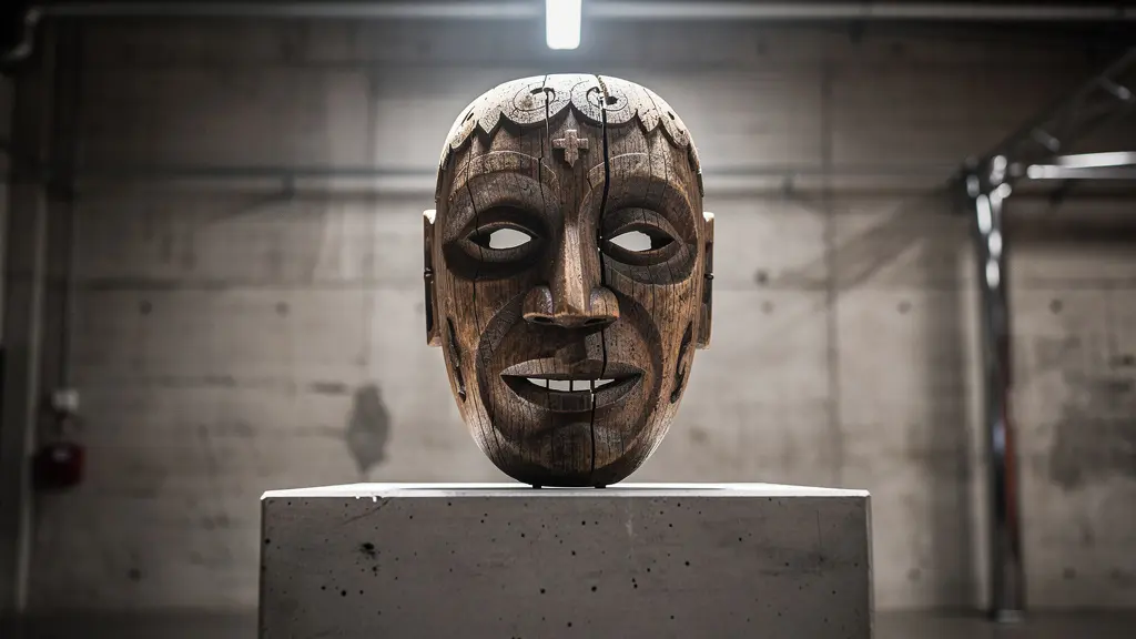 Traditionelle Holzschnitzerei modern inszeniert mit dramatischer Beleuchtung