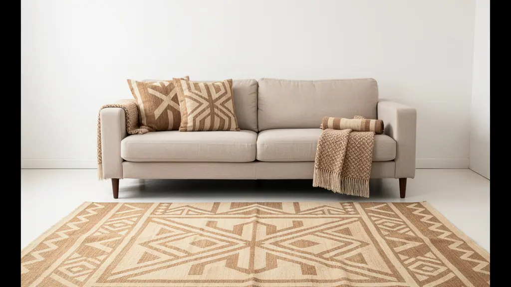 Harmonisch gemischte Muster in einem minimalistischen Raum