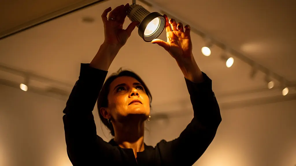 Modernes Schienensystem mit verstellbaren Spots in einer Kunstgalerie