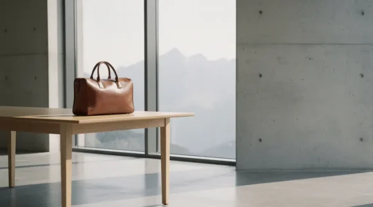 Minimalistische Schweizer Designästhetik mit reduzierten Formen und natürlichen Materialien