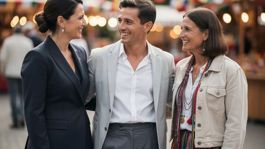 Stilvolle Festival-Besucher in verschiedenen Outfit-Stilen von elegant bis casual