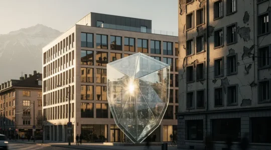 Modernes Gebäude mit SNBS-Zertifikat zeigt Schutz vor Baumängeln