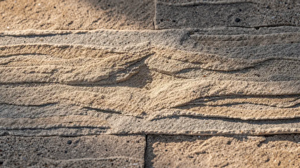 Streiflicht beleuchtet eine Natursteinwand und hebt deren Textur hervor