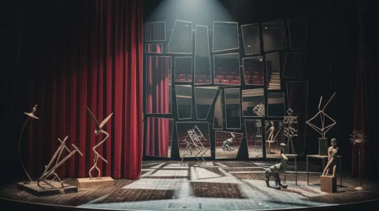 Dramatische Theaterszene mit experimentellen Elementen im Schauspielhaus Zürich